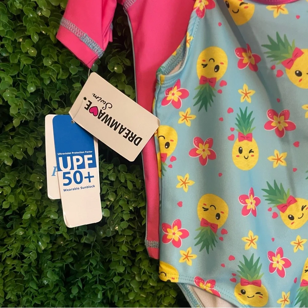 Dreamwave Swim Toddler 2pc Pineapple Swim Set 3T New